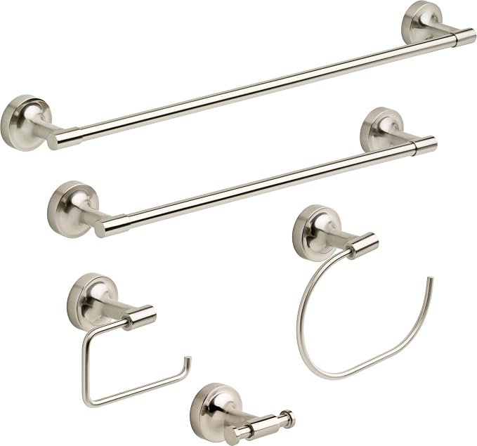 Franklin Brass Voisin (1-Pack) Toilet Paper Holder Satin Nickel Tissue Roll Holder for Bathroom Organization and Storage European Single Post Toilet Tissue Holder Wall Bathroom Accessories VOI50-SN