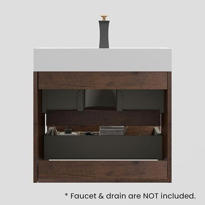 24" Floating Bathroom Vanity with Sink, Modern Bathroom Cabinet with Top and Soft Close Drawers, Spacious Storage for Small Space, Walnut - Lavanda Collection