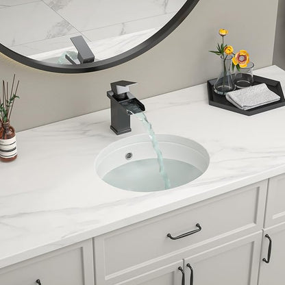 Undermount Bathroom Sink 15''x13'' White Oval Porcelain Ceramic Under Counter Sink for Bathroom Vanity, Vanity Basin Lavatory Sink Vessel Small Bathroom Remodel and Replacement