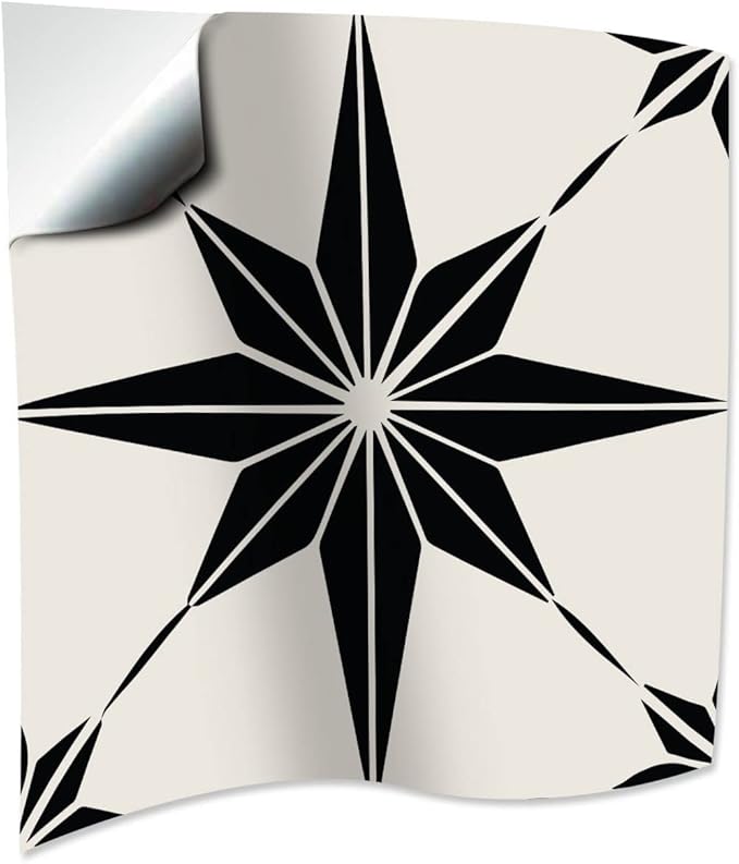 HomeRoots 4" x 4" Black and White Mono Cross Peel and Stick Tiles