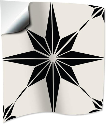 HomeRoots 4" x 4" Black and White Mono Cross Peel and Stick Tiles