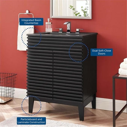 Modway Render 24" Bathroom Vanity with Sink in Black Black