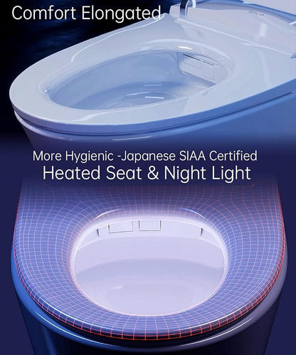 EPLO Smart Toilet Built in Tank Auto Open Bidet with Foam Shield - iX7 PRO | Elongated Heated Seat,Booster Pump-Assisted 1000g MaP Auto Flush, Instant Heated Water, 17" ADA Seat Height, High-Speed Dryer