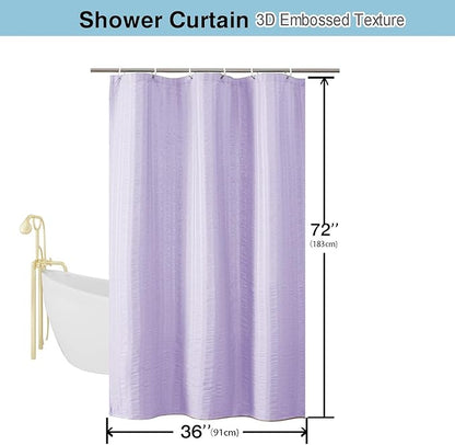Aiyufeng Light Purple Shower Curtain for Bathroom, Embossed Textured Fabric Shower Curtain for Bathroom - Soft Cloth & Hotel Spa, Machine Washable, 36X72,Light Purple