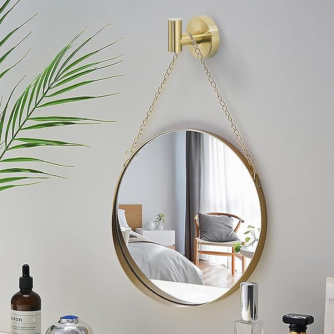 Gold Bathroom Hardware Set, Brushed Gold Toilet Paper Holder Towel Ring and 2 Robe Hook Bathroom Accessories Hand Towel Holder Kit Wall Mount Stainless Steel, 4 Pieces