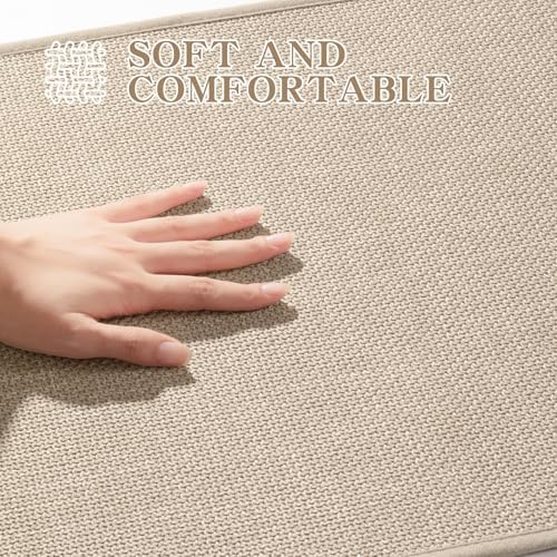 chakme Bathroom Rugs Mat 59x25, Ultra Thin Non Slip Bath Mat Large Quick Dry Absorbent Bath Mat for Bathroom Floor, (Light Beige, 59"x25")