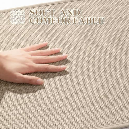 chakme Bathroom Rugs Mat U-Shaped 24x17, Ultra ThinNon Slip Bath Mat Small Quick Dry Absorbent Bath Matfor Bathroom Floor, (Light Beige, U-24"x17")