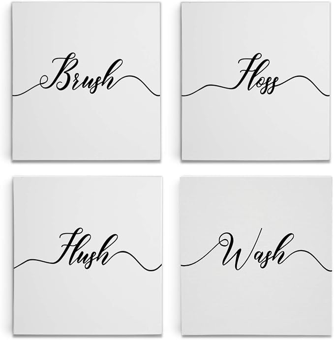 Renditions Gallery Simple Bathroom Sign Set of 4 Gallery Wrapped Canvas Wall Art, 12x12, Set