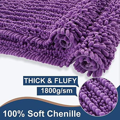 Luxury Chenille Lavender Bathroom Rugs Sets 2 Piece, Thickened Hot Melt Rubber Bottom Bath Mats for Bathroom Non Slip,Bath Rugs Quick Dry Machine Washable for Shower Mat