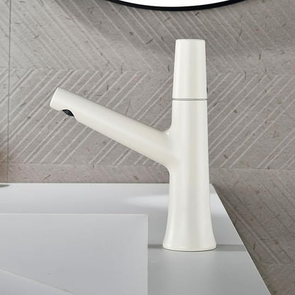 BiaoTeng Bathroom Faucet 1 Hole Single Handle Hot and Cold Brass Faucet for Bathroom Sink One Hole Milky White