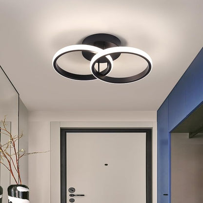 CANEOE Round Modern Led Ceiling Light Fixtures, 4500K Neutral Light Black Hallway Light Fixtures Ceiling, Bathroom Close to Ceiling Lights for Corridor Stair Aisle Lamps (Black, 1 Pack)