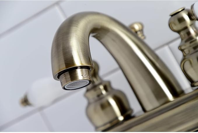 Kingston Brass KB5617PL Restoration 4-Inch Centerset Bathroom Faucet, Brushed Brass