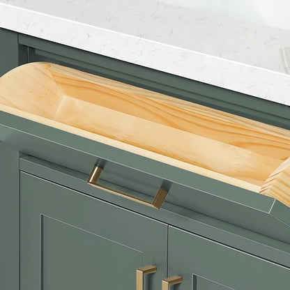 ARIEL Hepburn 66 Inch Double Rectangle Sink Bathroom Vanity with Carrara White Quartz Countertop 1.5 Inch in Vintage Green