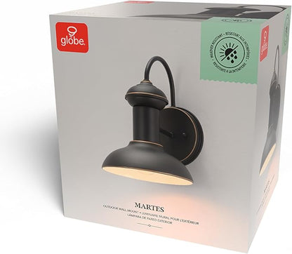 Globe Electric 40190 1-Light Indoor/Outdoor Wall Sconce, Oil Rubbed Bronze, Wall Lighting, Wall Lamp Dimmable, Kitchen Sconces Wall Lighting, Porch Light, Patio Décor, Bulb Not Included