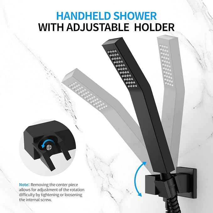 EMBATHER Shower System,10"Shower Faucet Set with Rain Shower Head and Handheld Spray Combo,Included Valve and Trim Kit,Mattle Black
