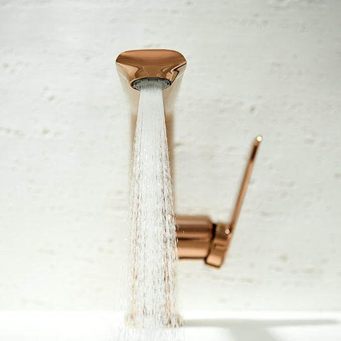 BiaoTeng Bathroom Sink Faucets One Hole Single Lever Handle 2 Function Hot and Cold Brass Bathroom Sink Faucet Rose Gold