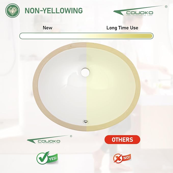 20x16 Inch White Oval Undermount Bathroom Sink | Interior Bowl Size 17"W x 14", DCeramic, Curved Bottom, Easy to Clean, with Overflow, Ideal for Bathroom, Lavatory, Vanity