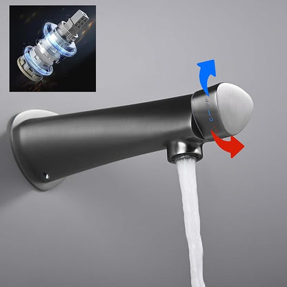 BiaoTeng Concealed Wall Mounted Bathroom Faucet Single Handle Hot and Cold Brass Faucets for Bathroom Sinks Single Hole White