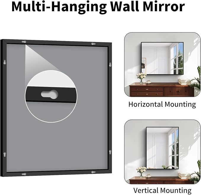 Koonmi Black Bathroom Mirror for Over Sink,Metal Framed 38"x26" Wall Mirror