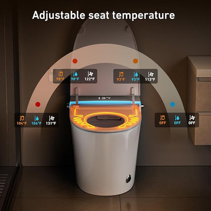 Smart Toilet with Bidet Built In, Auto Flush for Hands-Free Hygiene, Luxury Elongated Toilet with Heated Seat & Warm Water Wash, Modern Elongated Tank with LED Display