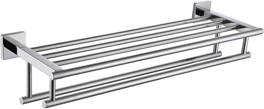 KOKOSIRI Bath Towel Rail Bathroom Towel Rack Towel Holder 24 Inch Towel Shelf with Double Towel Bars Wall Mounted SUS 304 Stainless Steel, Polished Chrome, B6005CH-L24