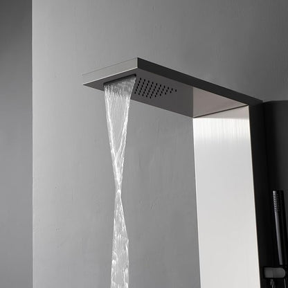 Homevacious Shower Panel Tower System with Rainfall Shower Head 5 Body Jets and Handheld Shower Head Modern Massage Shower System Brushed Nickel