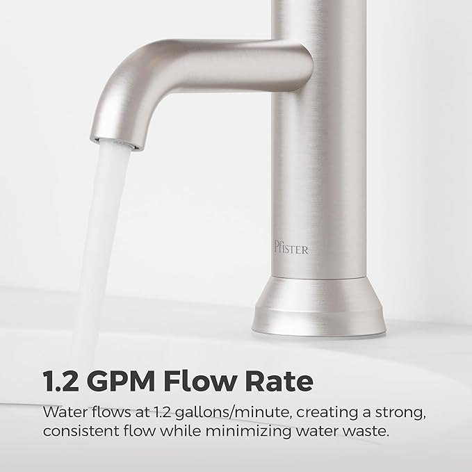 Pfister Capistrano Bathroom Sink Faucet, Single Control, 1-Handle, Single Hole, NSF Certified, Spot Defense Brushed Nickel Finish, LF042CSOGS