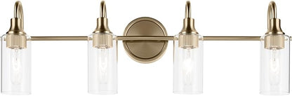 Kichler Kavi 31.5" 4-Light Vanity Light with Clear Glass in Champagne Bronze, Damp Rated, for Bathroom, Powder Room, Over a Mirror, (31.5" W x 10" H), 55212CPZ