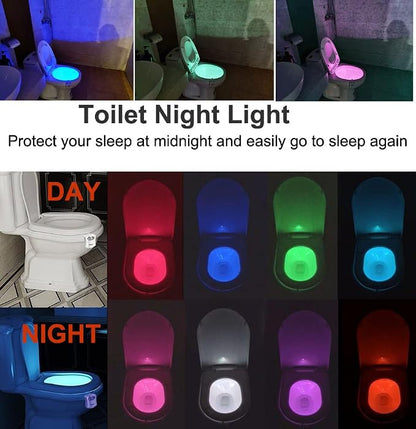AUSAYE Toilet Night Light, Motion Sensor Lamp 8 Color Changing LED Toilet Bowl Night Light -Funny Unique Christmas Gifts for Mom Him Men Her Kids Stocking Stuffers