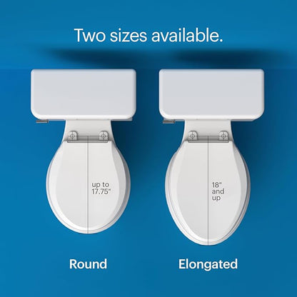 Brondell Bidet Toilet Seat S1400, Smart Toilet Seat, Dual Stainless-Steel, Self-Cleaning Nozzle With Clean Plus Technology, Endless Warm Water Bidet, Warm Air Dryer-Nightlight, Heated Seat, Round