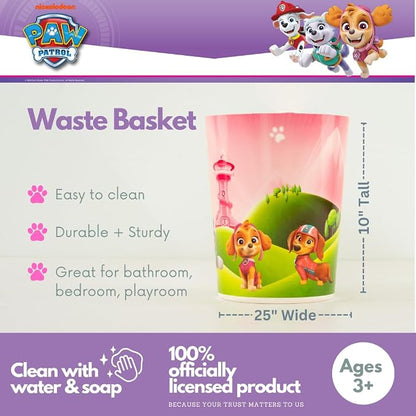 Paw Patrol Skye Kids Trash Can Wastebasket Bathroom/Bedroom, (Officially Licensed Product) by Franco