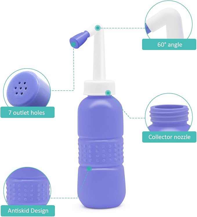 Portable Bidet Sprayer for Personal Hygiene, Pregnant Women Cleansing, Postpartum Clean, Handheld Travel Bidet with 450ML Water Capacity and Angled Nozzle Spray