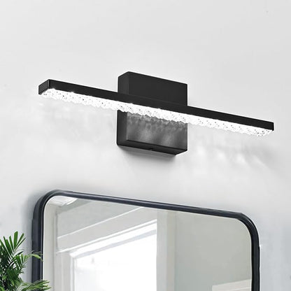 Modern LED Bathroom Vanity Lighting Fixtures Over Mirror 16inch 8W Modern Bath Light Matte Black Wall Lighting Fixture for Bathroom Cool White 6000K