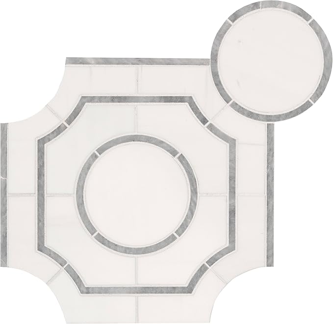 MSI Bianco Dolomite 10 in. x 10 in. Regency Polished Marble Tile for Kitchen Backsplash, Floor Tile, Wall Tile for Bathroom, Shower Wall Tile, Mesh Mounted Mosaic Tile
