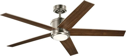 Kichler 52 Inch Gentry Lite Ceiling Fan, Industrial LED Light Ceiling Fan in Distressed Black, (14.25" H x 52" D), 300241DBK