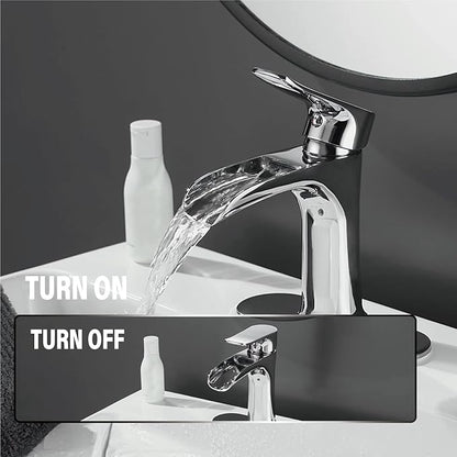 Yundoom Chrome ,Bathroom Sink Faucet,Waterfall Bathroom Faucet,Single Hole Or 3 Hole with 4 Inch Deck Plate,Farmhouse Rv Brass ,Grifo De BañO