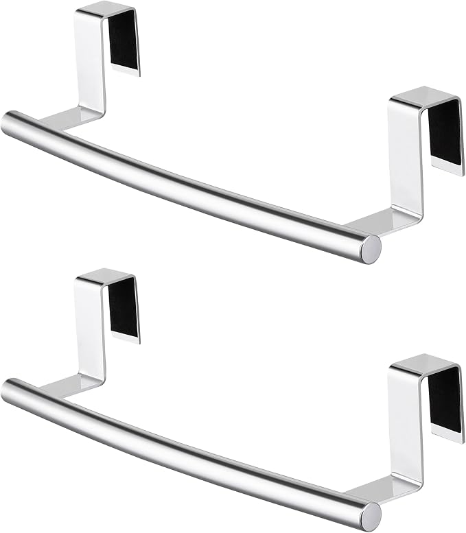 KES Over The Cabinet Door Towel Rack, 2 Pack, Polished Steel | Fit Cabinet Doors Under 1" Thick, EVA Pads, Kitchen Towel Bar Rack, Dish Towel Holder, SUS304 Stainless Steel