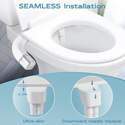 Warm Water bidet, Dual Nozzle Non-Electric Hot and Cold Bidet Attachment for Toilet, Adjustable Pressure with Rear and Feminine Wash Bidet Toilet Seat Attachment (White Warm Bidet)