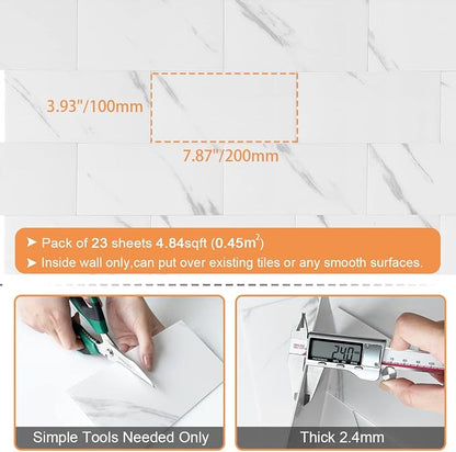 VAOVI Matte Peel and Stick Tiles Bathroom Wall(23pcs,Calaeatta)