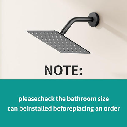 Square Rain Shower Head, High Flow Stainless Steel,Work with any decorative style，All Metal Rainfall Shower Head(Matte Black, 6)