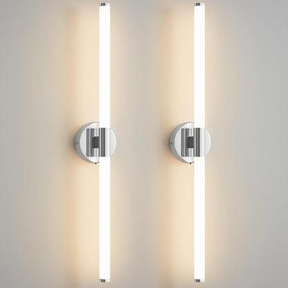 Wall Sconces Set of 2 Hardwired LED Vanity Light Chrome 31" | Dimmable 5CCT LED Bathroom Light Fixtures, 360° Full Lighting, Modern Vanity Light Bar for Bathroom Mirror, Flicker-Free