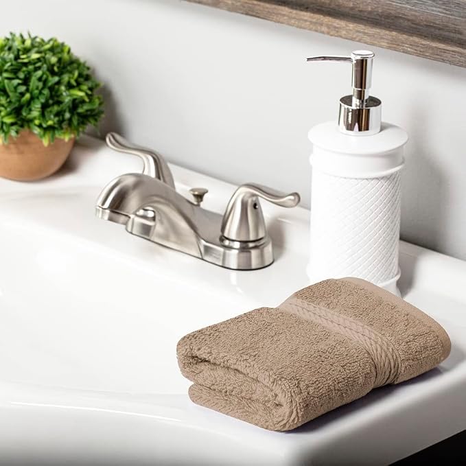 Superior Egyptian Cotton Plush & Absorbent, Face Towel Set of 6, Latte | Quick Dry, Soft Luxury Towel Set, Bath Essentials for Bathroom, Guest Bath, Spa, 2 Piece Face, Madeline Towels