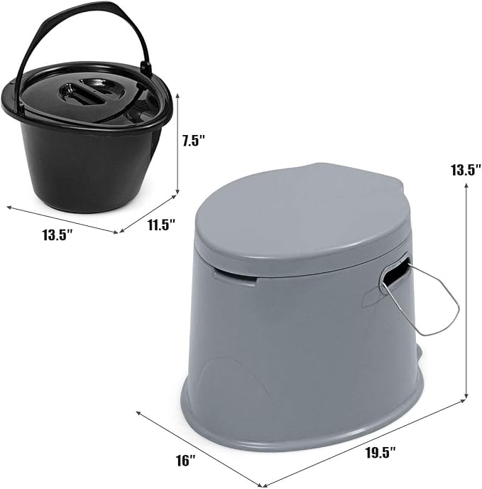 Giantex Portable Travel Toilet with Detachable Inner Bucket and Removable Paper Holder, Lightweight Outdoor & Indoor Toilet for Camping, Hiking, RV, Boating and Trip, Porta Potty