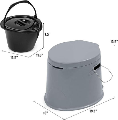 Giantex Portable Travel Toilet with Detachable Inner Bucket and Removable Paper Holder, Lightweight Outdoor & Indoor Toilet for Camping, Hiking, RV, Boating and Trip, Porta Potty