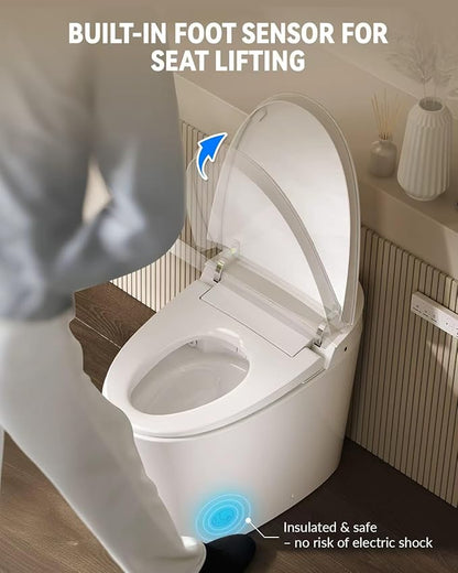 Smart Toilet with Bidet Built in, Elongated Japanese Toilet with Powerful Flusht, Heated Bidet ADA Comfort Height, Dryer, Deodorizer, Night Light