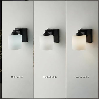 mirrea 1-Light Black Bathroom Vanity Light with White Glass Shade | Over Mirror,Wall Sconce,ETL listed,Bathroom Lighting Fixtures,Elegant Design,Milk White Glass Shade,Easy Installation