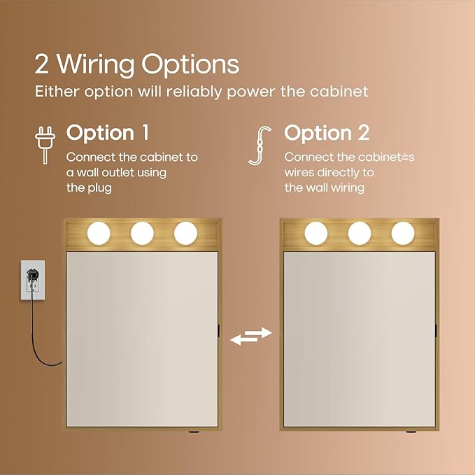 28x20 LED Lighted Bathroom Medicine Mirror Cabinet with Sockets & USBs, Dimmable Light and Color Adjustment, LED Bulbs, Easy to Install