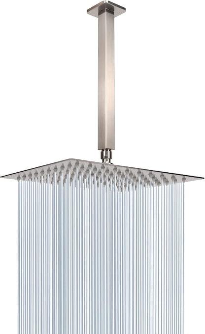 NearMoon Rain Shower Head With Shower Arm, Ceiling Mount Square Shower, Stainless Steel Ceiling Rainfall Showerhead- Waterfall Full Body Coverage (8 Inch, Brushed Nickel)