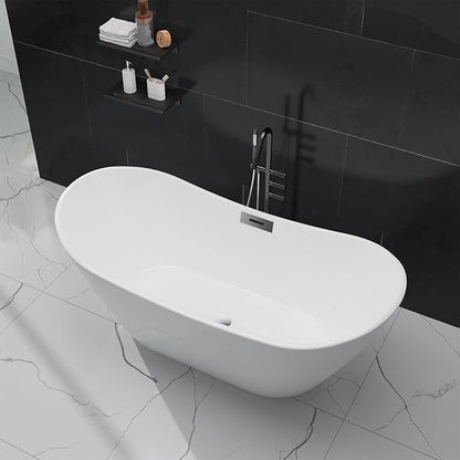 Freestanding Bathtub 67 inch, Extra Large Freestanding Bathtub, Acrylic Stand Alone Tub with Integrated Overflow and Pre-Installed Drain, Modern Free Standing Tub for Bathroom