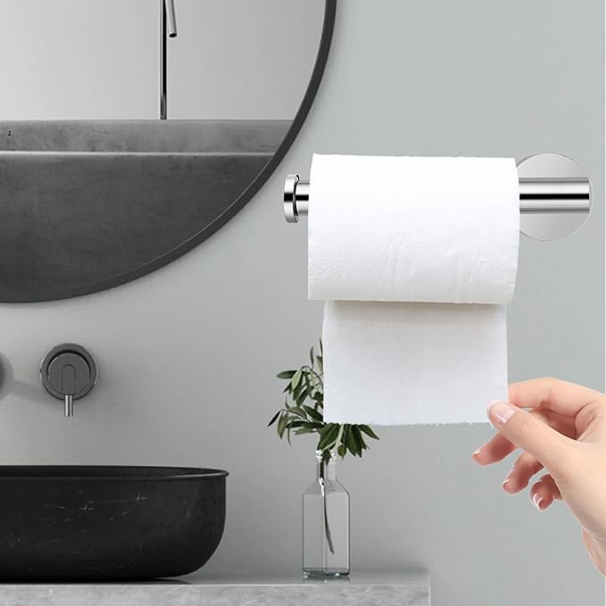 Chrome Bathroom Hardware Set, Towel Ring & Toilet Paper Holder, Stainless Steel SUS304, Hand Towel Hanger & Toilet Roll Holder, Sturdy Bathroom Accessories for Home or Kitchen